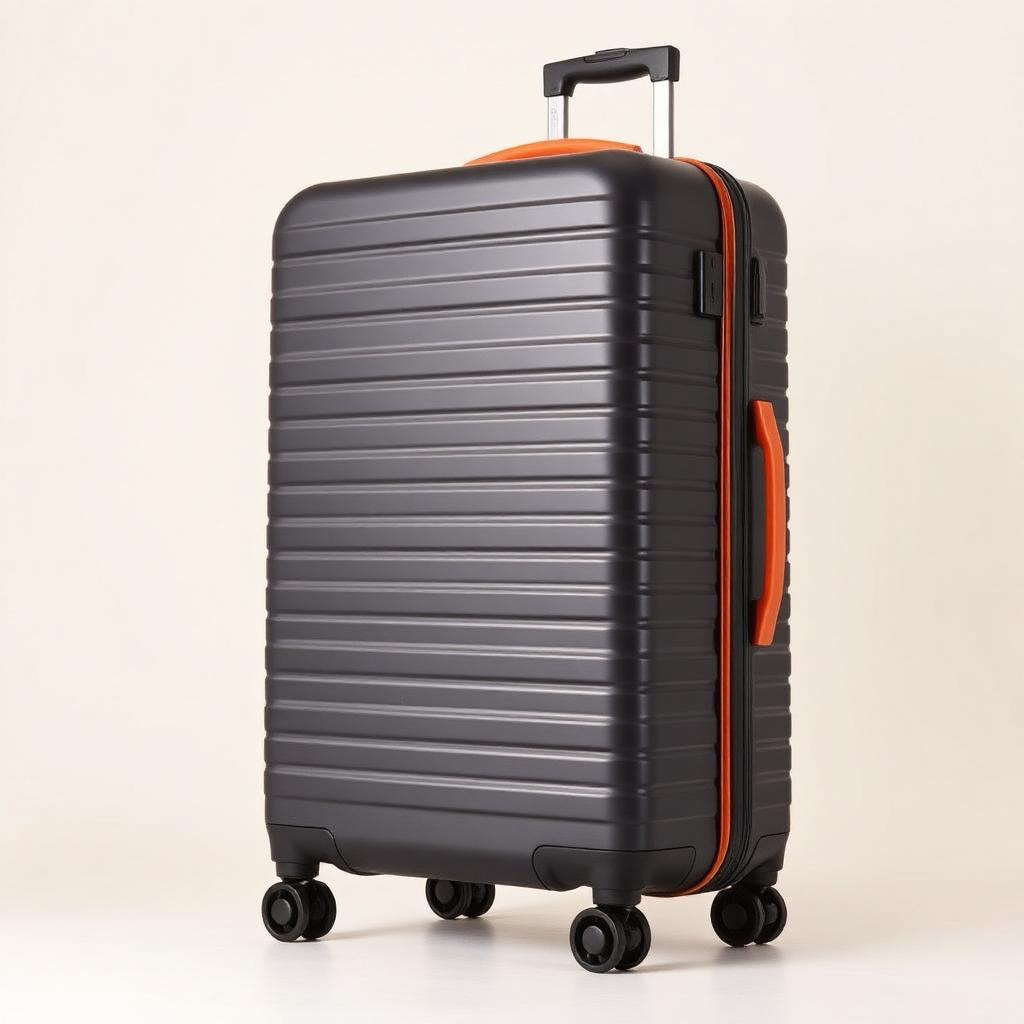 Charcoal 28 inch hardside spinner checked suitcase with amber trim