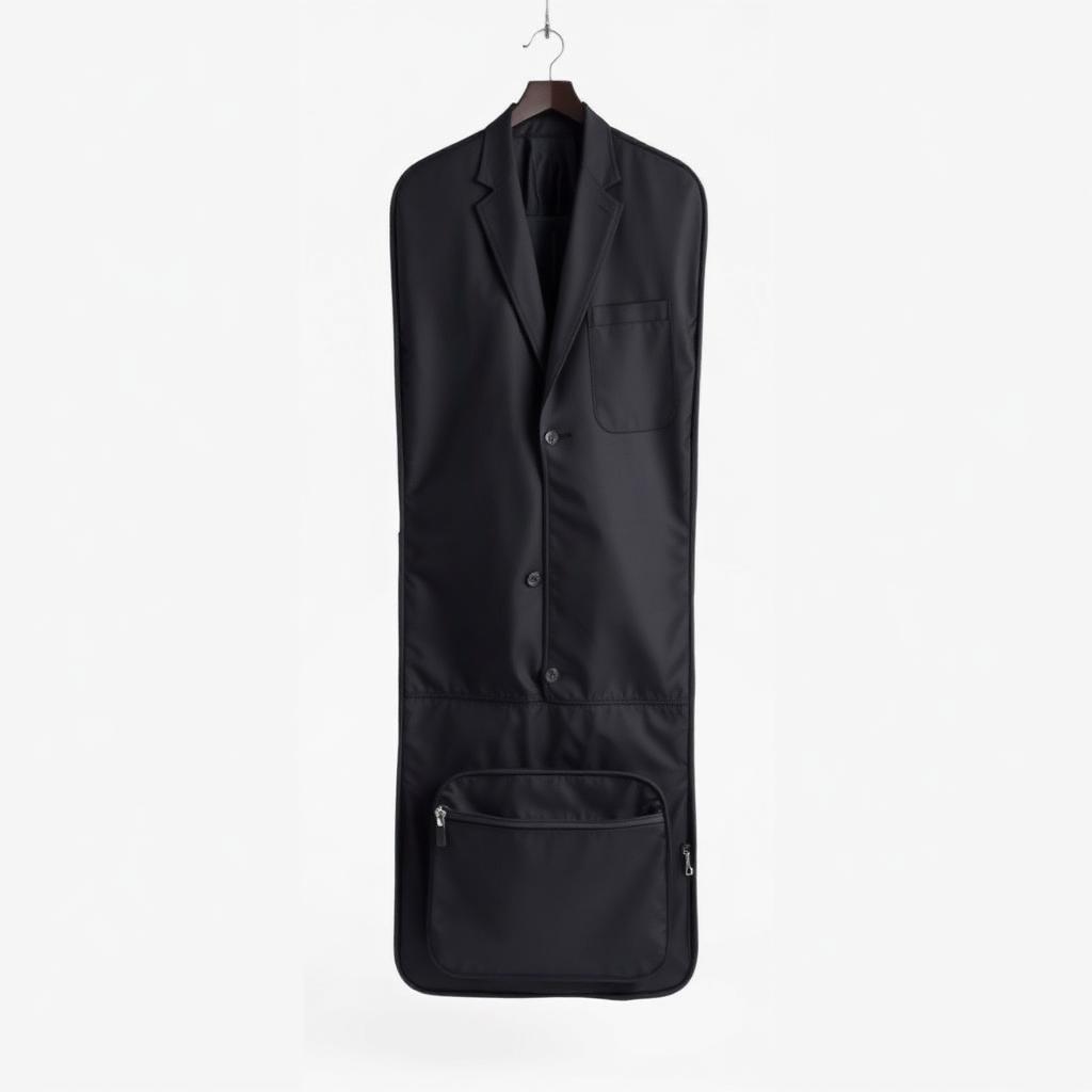 Charcoal hanging suit carrier garment bag with zipped shoe pocket